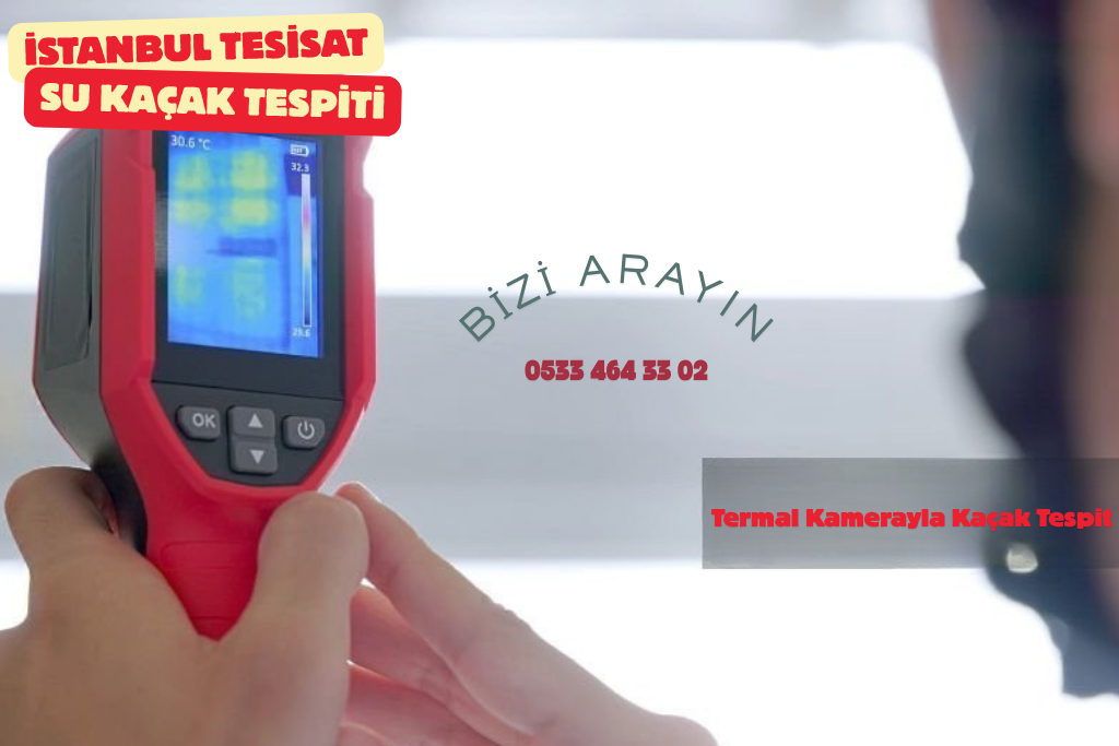 Elde termal kamera ile su kaçağı tespiti yapılıyor